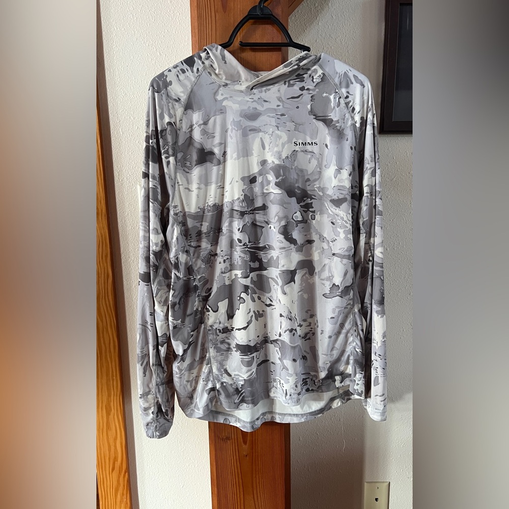 Simms SolarFlex Light Gray Hooded Shirt